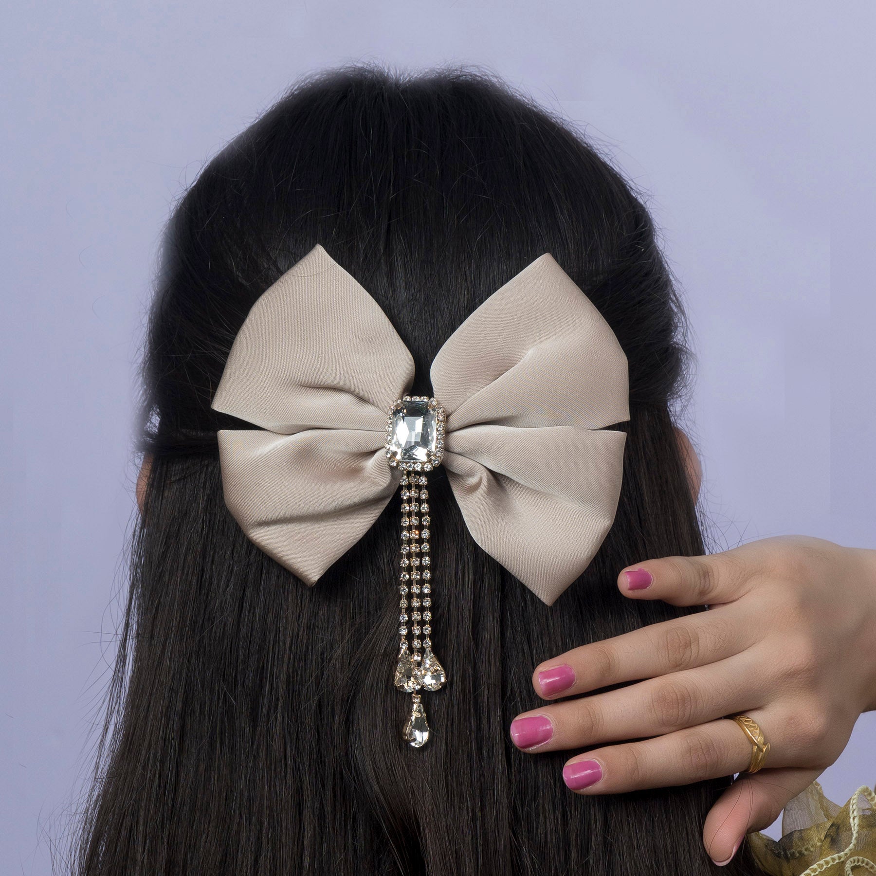Royal Satin Crystal Drop Bow – UBK3340