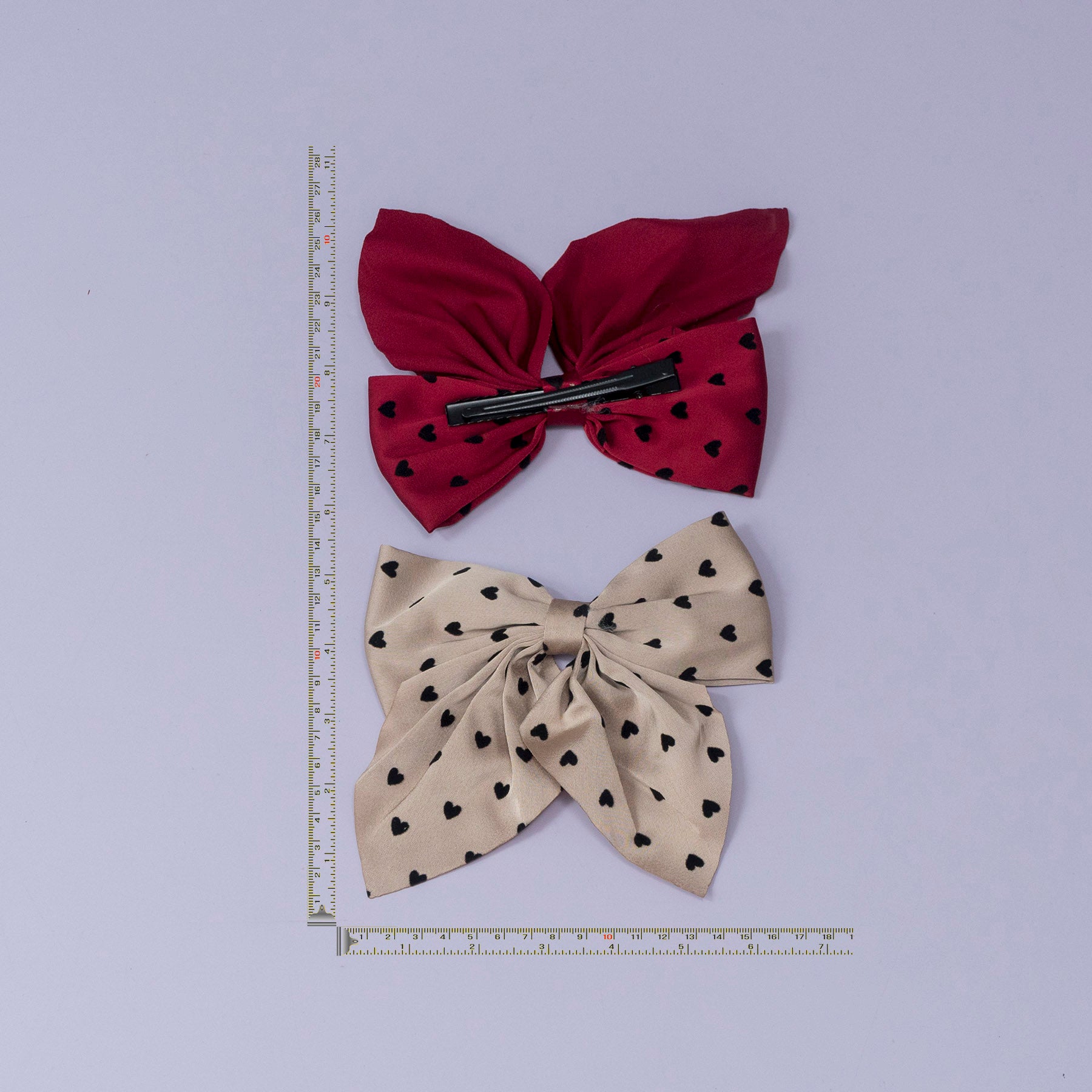 Heart Print Fabric Bow – UBK3341