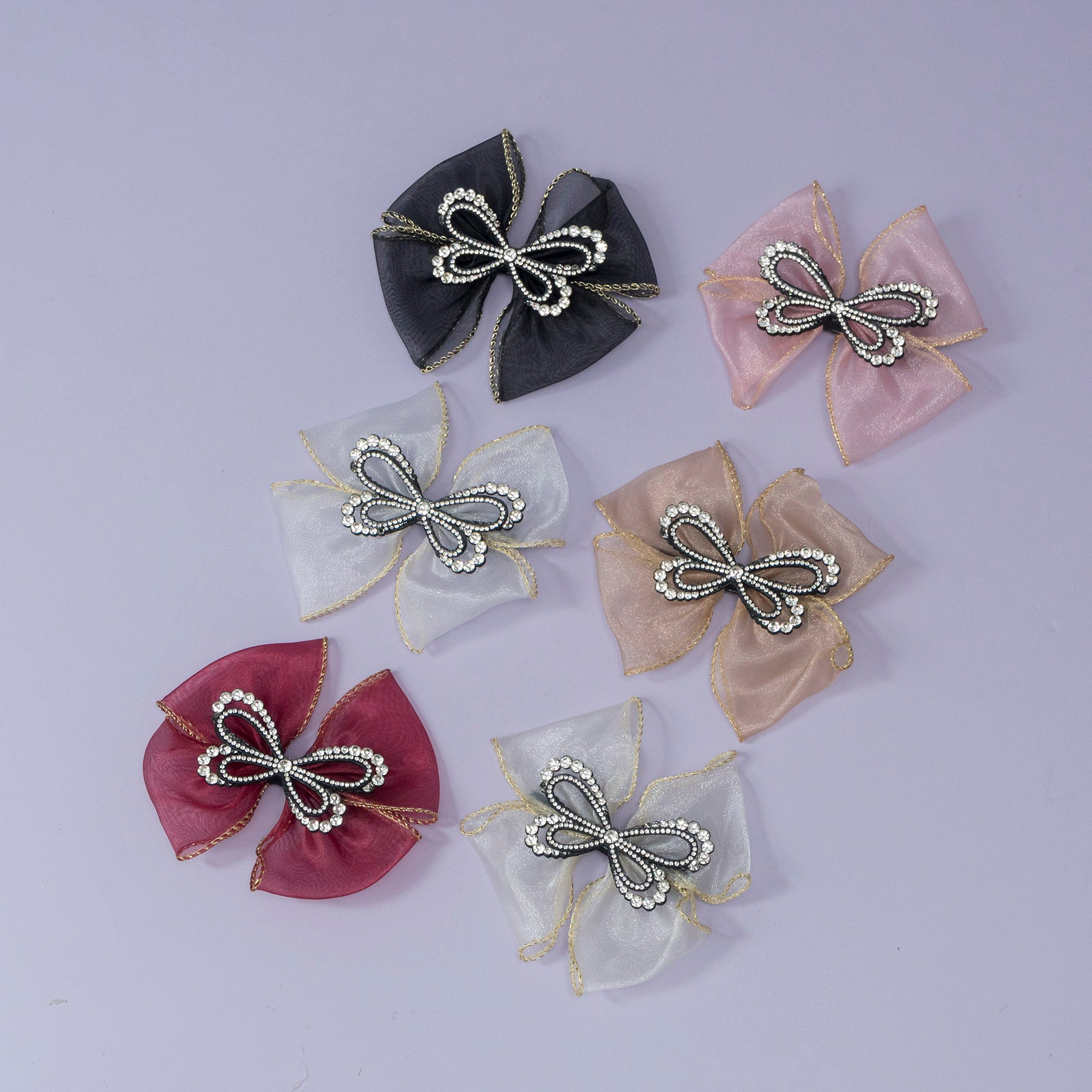 Crystal Butterfly Organza Bow – UBK3343