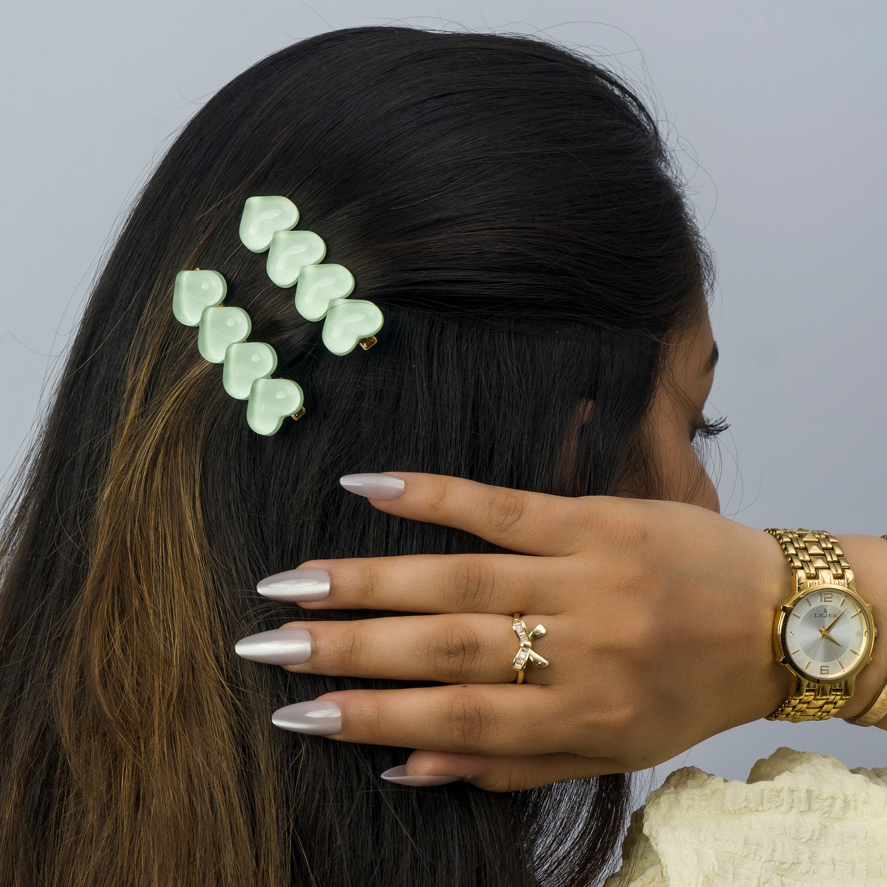 Heart shaded hair pins (2Pcs) - UBK3028