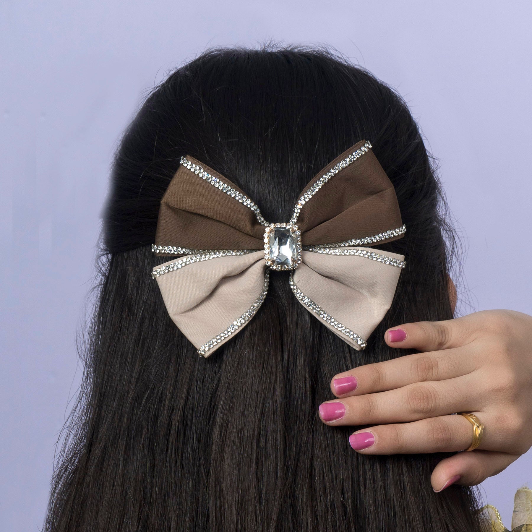 Dual Tone Rhinestone Bow Clip – UBK3344