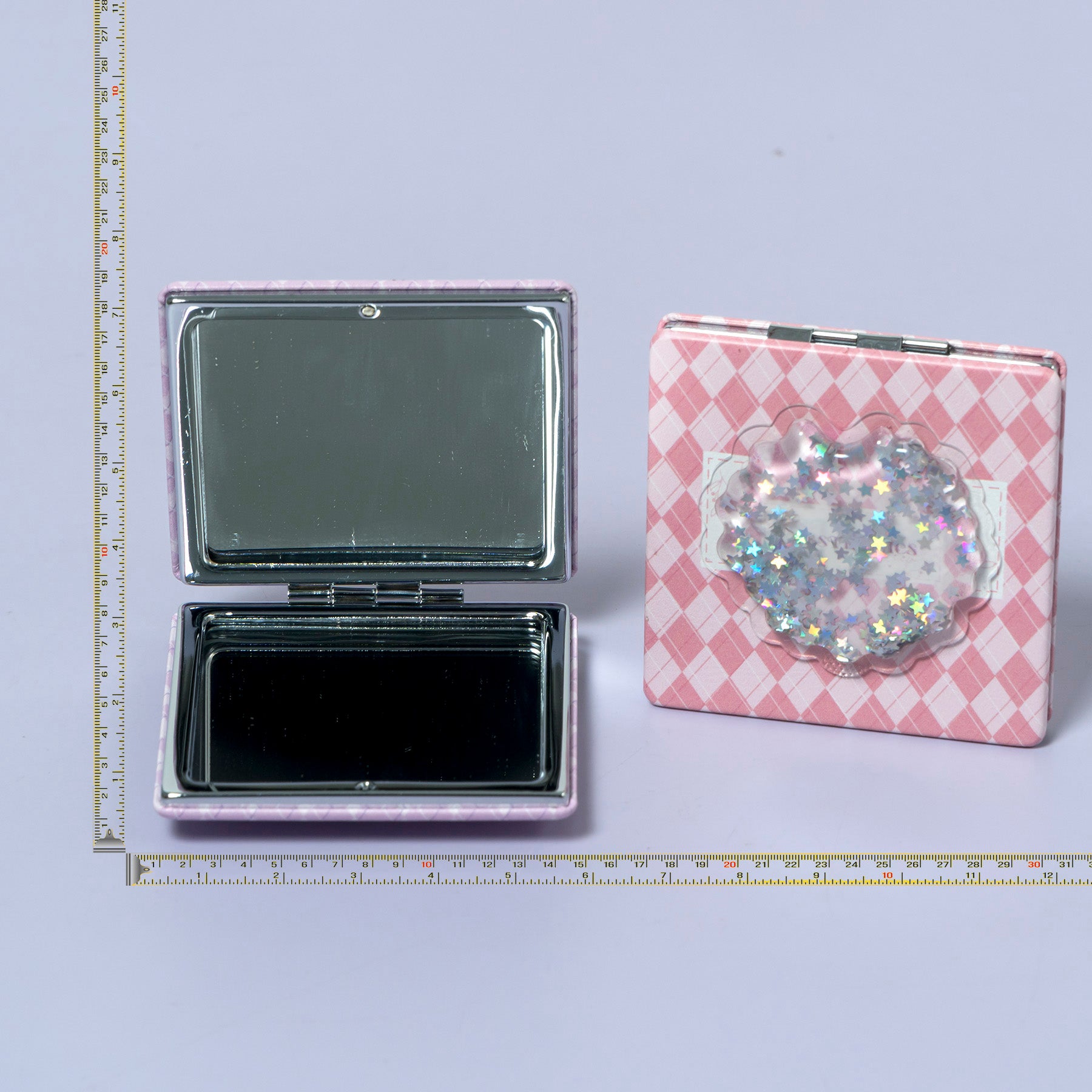 Cute Plaid Glitter Square Pocket Mirror – UBK3468
