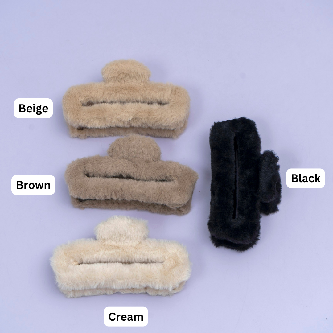 XL Fur Rectangle Hair Claw – UBK3851