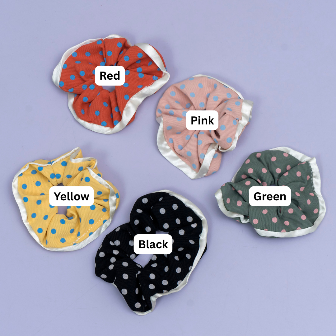 Polka Dot Satin Edge Scrunchie – UBK3874