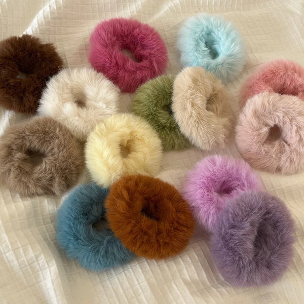 Soft fur hair ties (Set of 12) - UBK2297