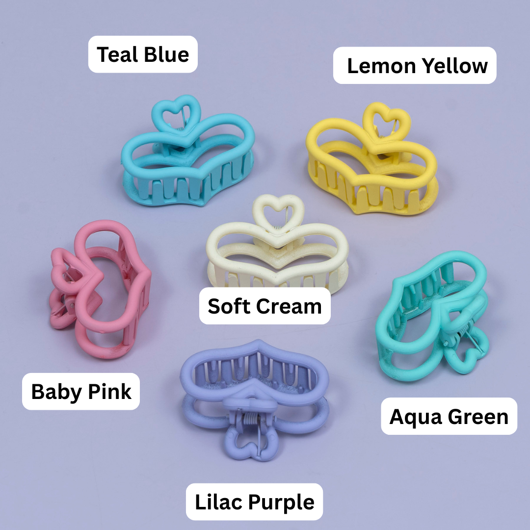 Matte Double Heart Hair Claw – UBK3726