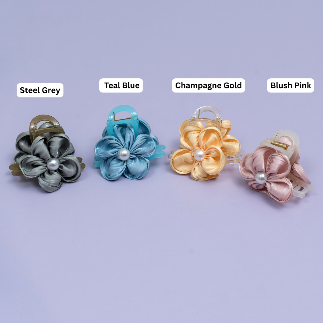 Satin Pearl Floral Hair Claw – UBK3758