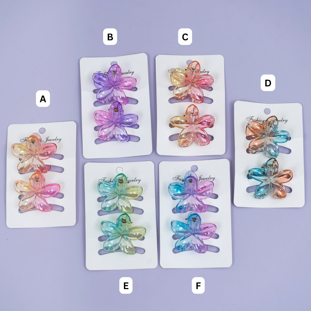 Gradient Glossy Flower Hair Claw (Set of 2) – UBK3784