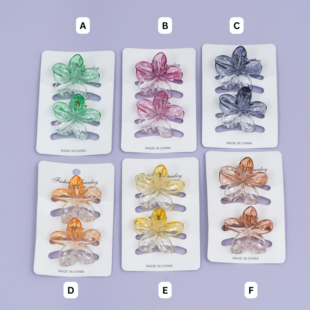 Transparent Dual-Tone Flower Hair Claw (Set of 2) – UBK3785