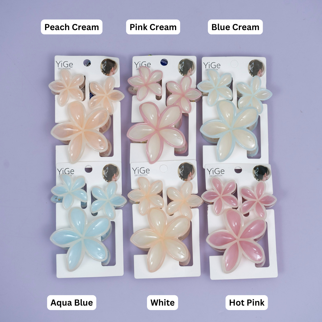 Glossy Dual-Tone Flower Hair Claw Set – UBK3789