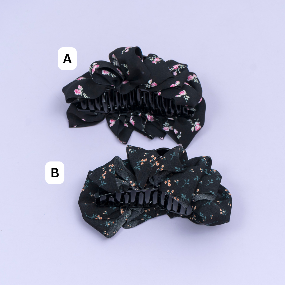 Floral Fabric Oversized Hair Claw – UBK3791