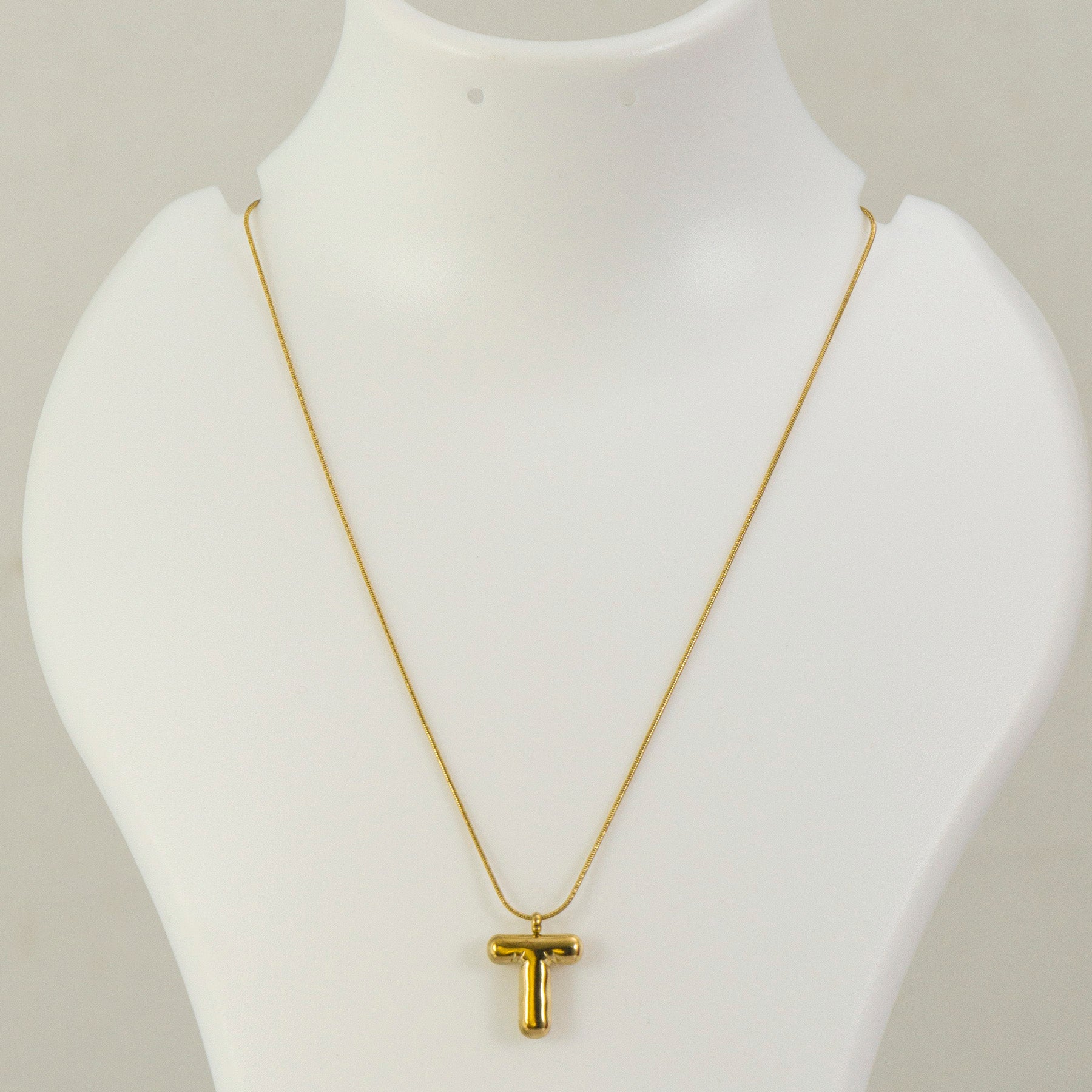"T'" Anti tarnish Pendant Necklace  - UBK3204