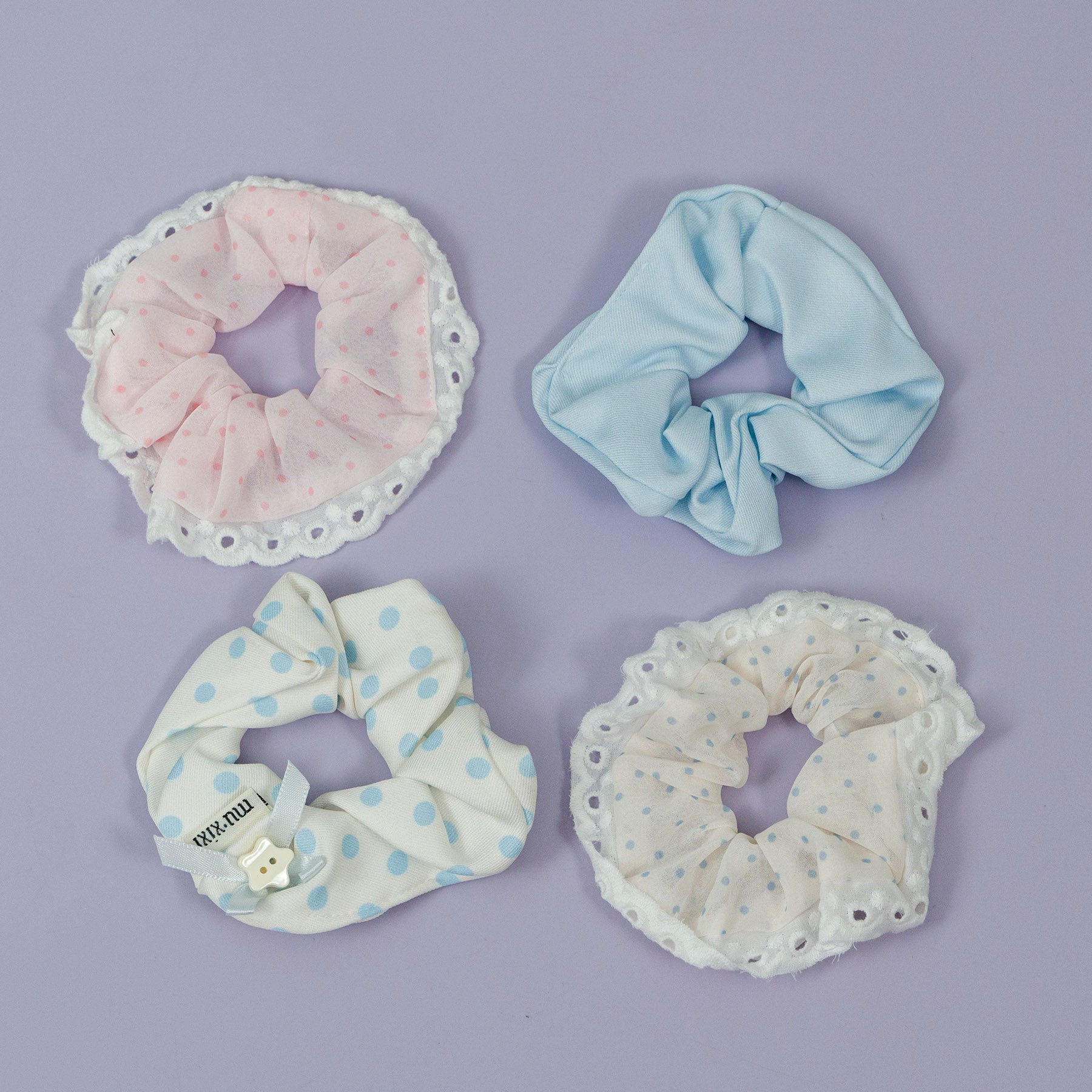 Pastel Polka & Lace Scrunchies  – UBK3295