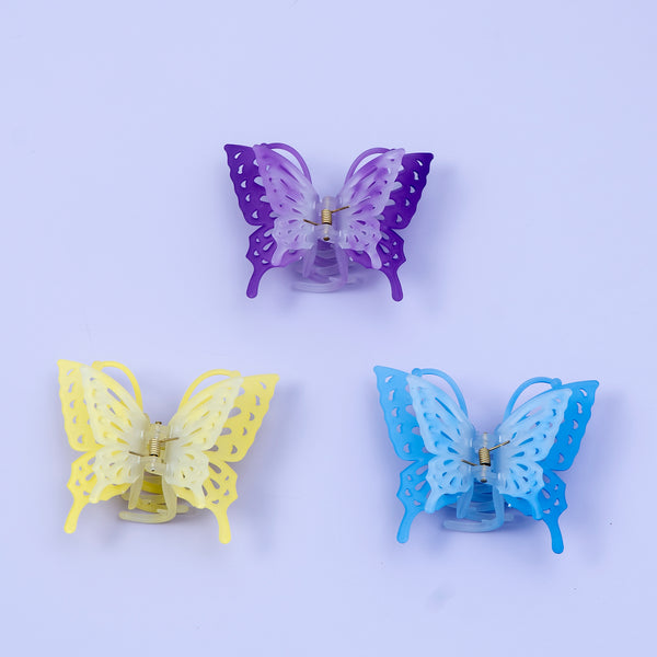 butterfly Matt frosted hair claw (Pack of 3) - UBK2200