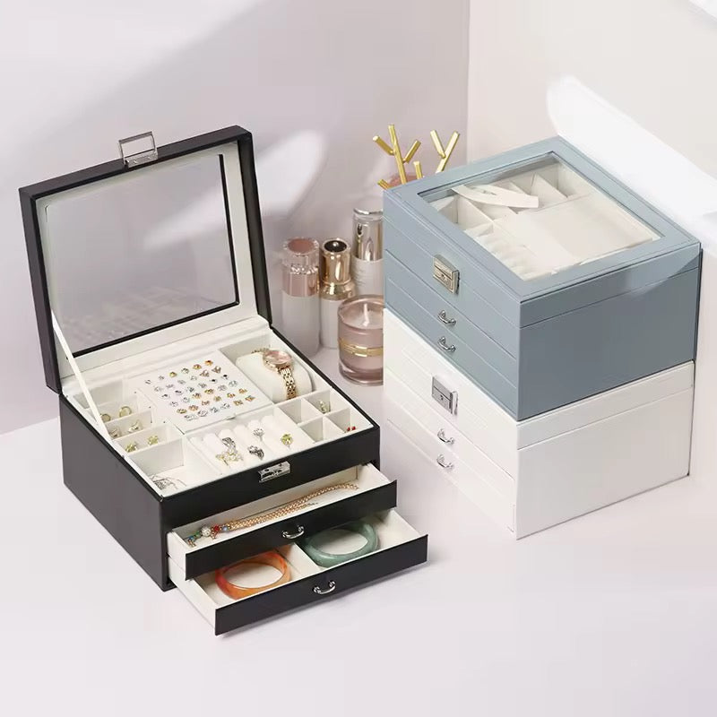 Premium Jewelry Organizer Box with Glass Lid – UBK3674