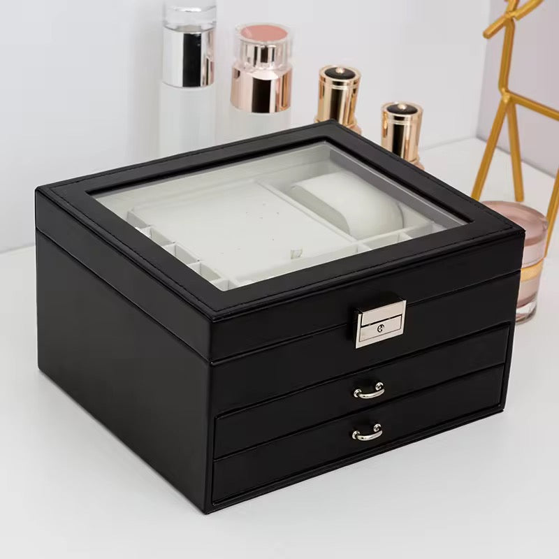 Premium Jewelry Organizer Box with Glass Lid – UBK3674
