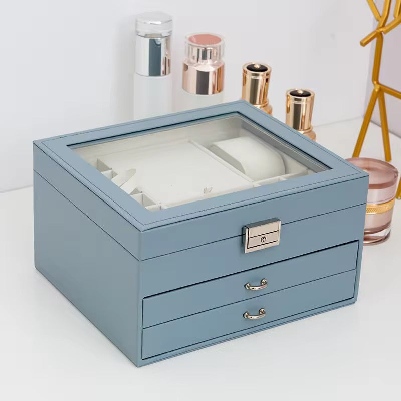 Premium Jewelry Organizer Box with Glass Lid – UBK3674