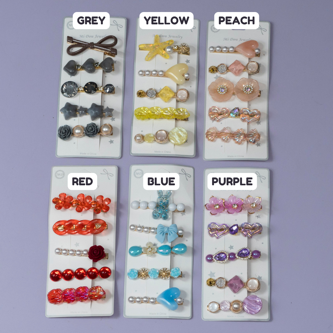 Trendy Pearl & Charm Hair Pin Set – UBK3332