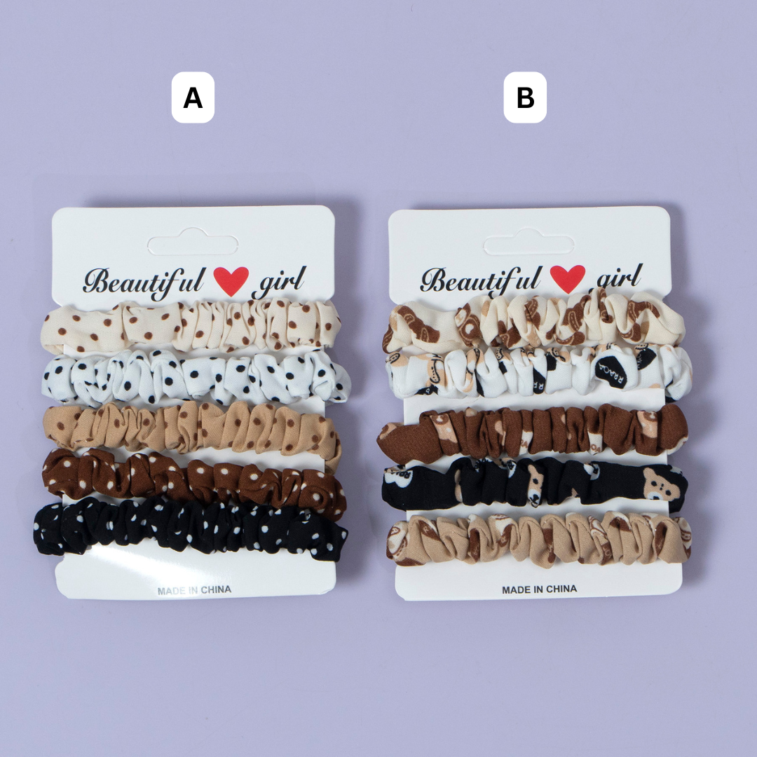 Printed Mini Scrunchies Set (5 Pcs) – UBK3450