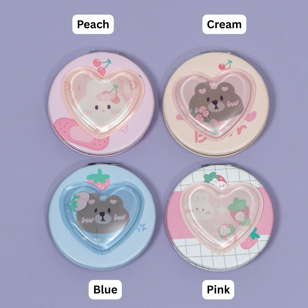 Cute Cat Glitter Shake Round Pocket Mirror – UBK3466