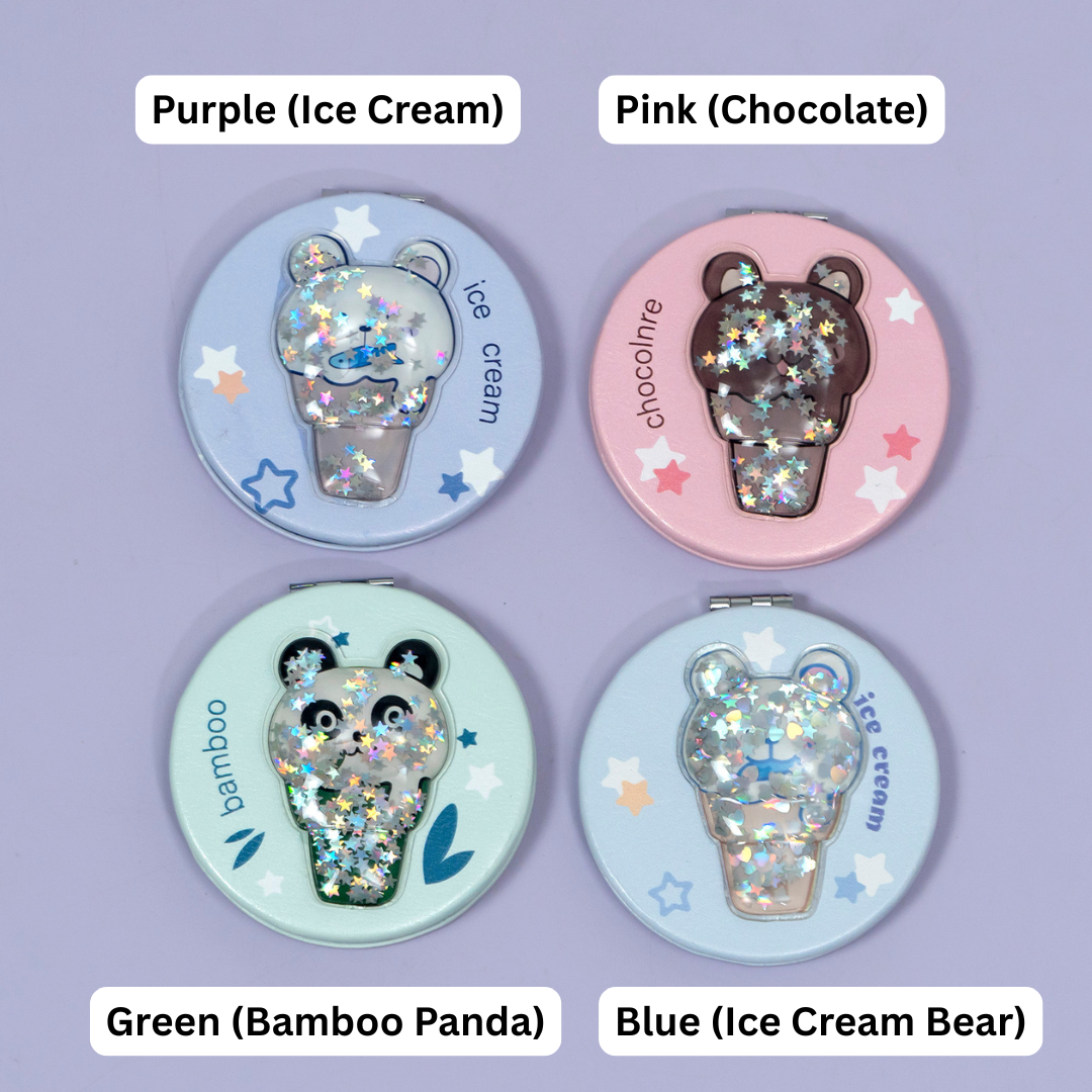 Cute Ice Cream Bear Shaker Pocket Mirror – UBK3478