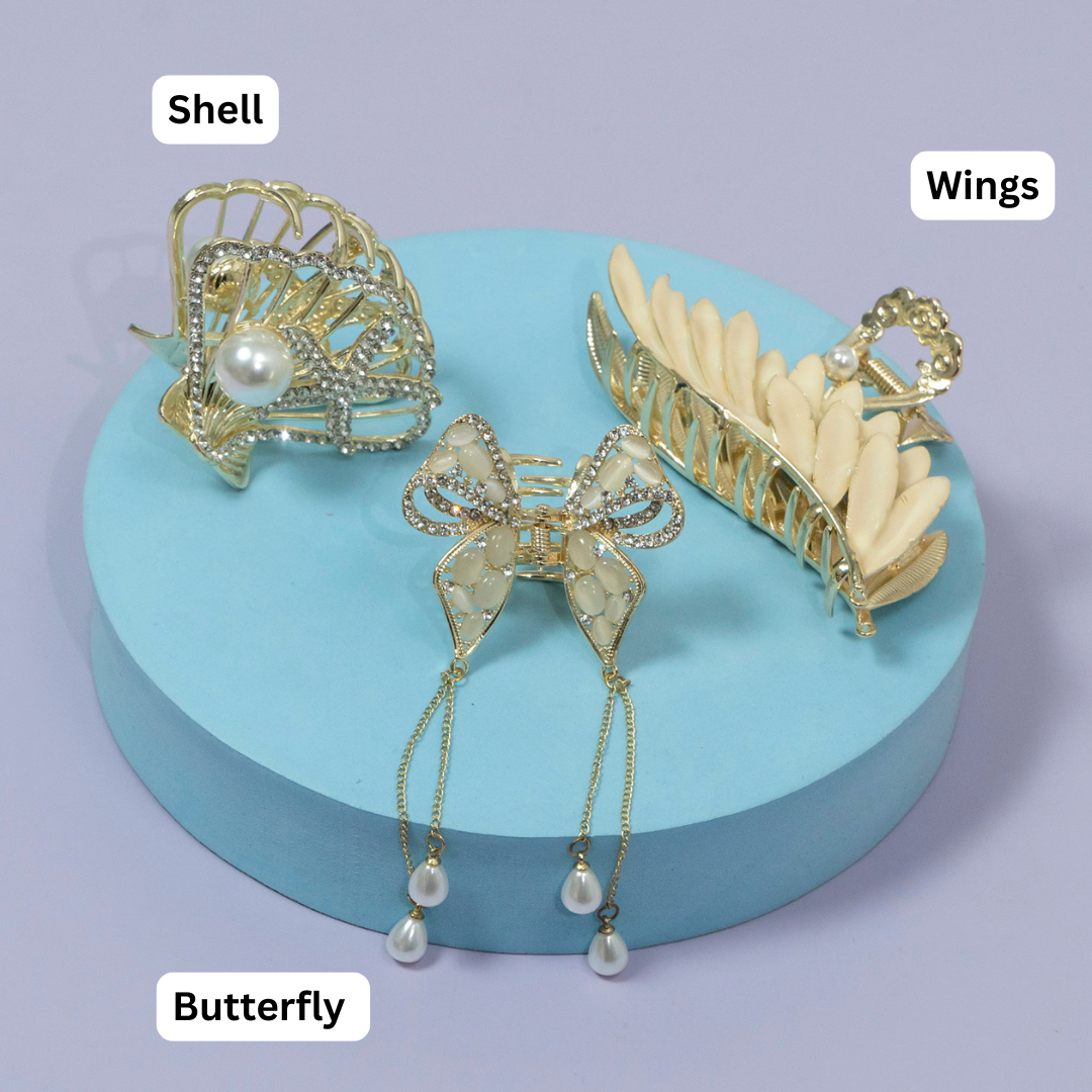 ZAYA Elegant Pearl Leaf XL Hair Claw – UBK3501