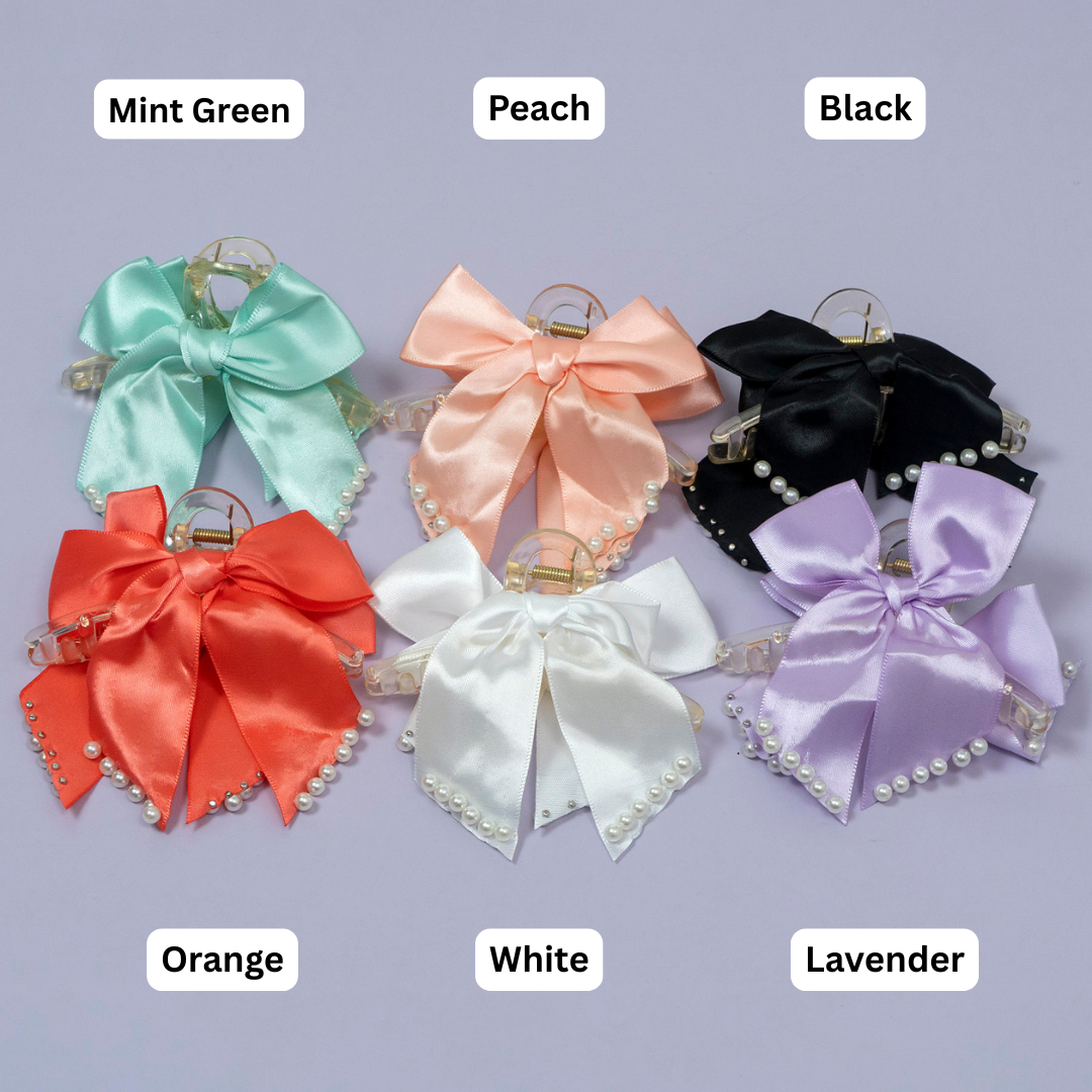 Elegant Pearl Bow Hair Claw Clip – UBK3571