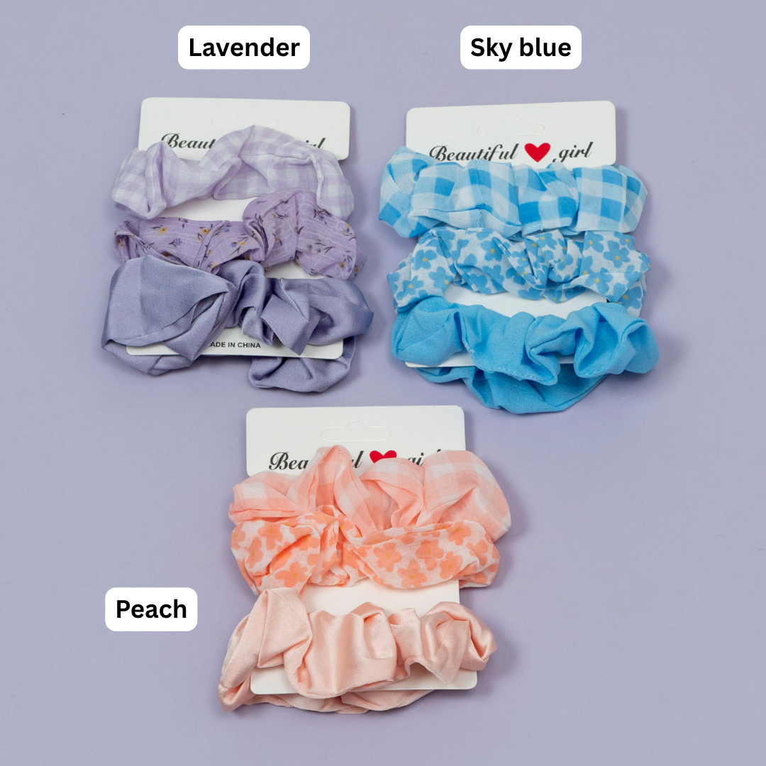 Soft Peach Floral Scrunchies Set – UBK3584