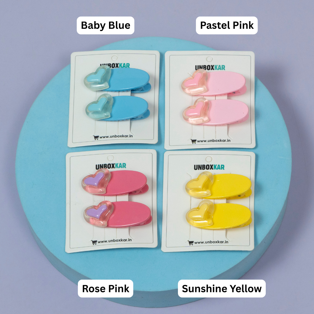 Heart Accent Oval Hair Clip Set – UBK3589