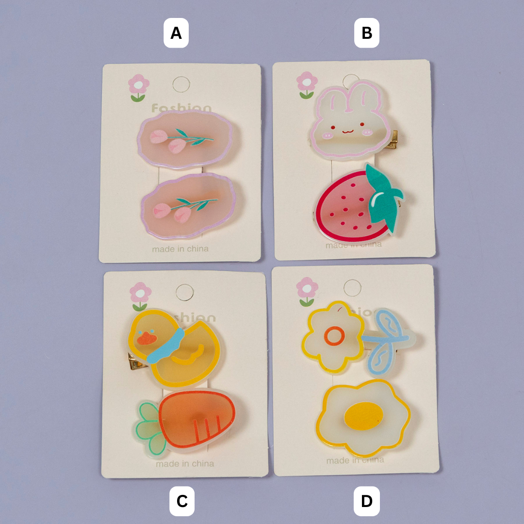 Cute Bunny & Fruit Hair Clip Set – UBK3593