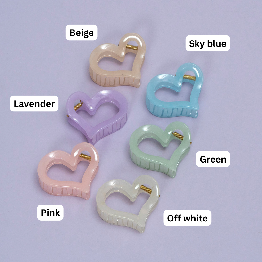 Heart Shape Acrylic Hair Claw Clip - UBk3660