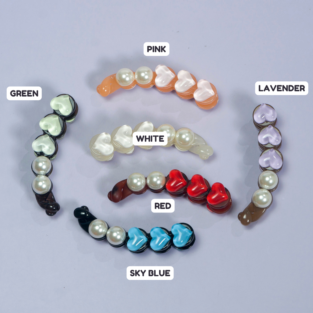 Heart & Pearl Banana Clip - UBK3060