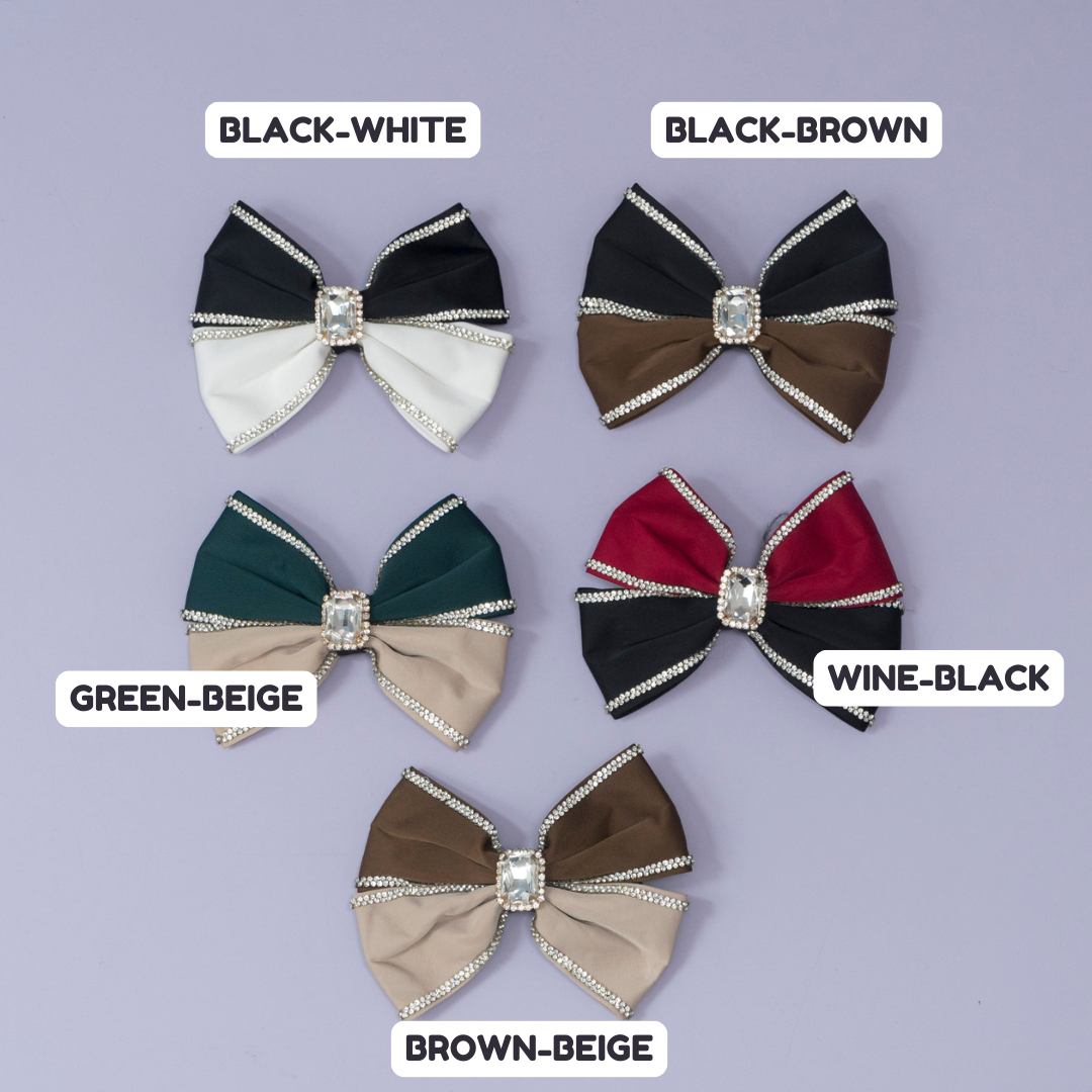 Dual Tone Rhinestone Bow Clip – UBK3344
