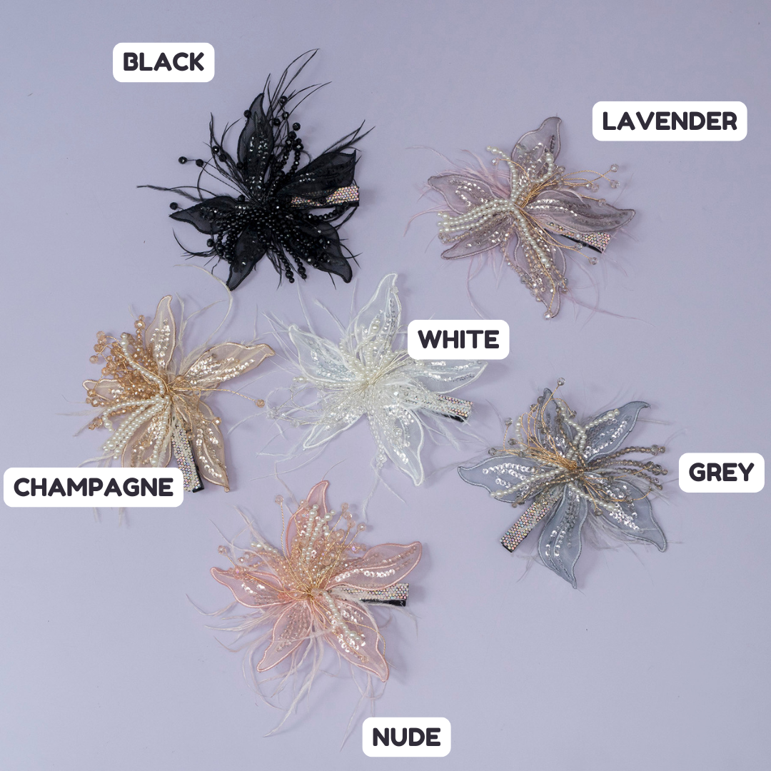 Feather Sequin Flower Clip – UBK3342