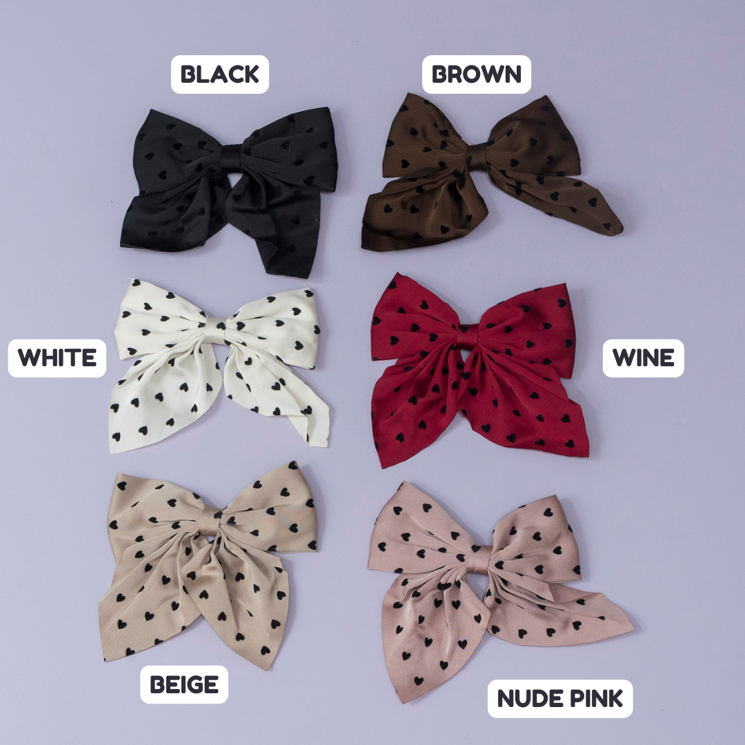Heart Print Fabric Bow – UBK3341