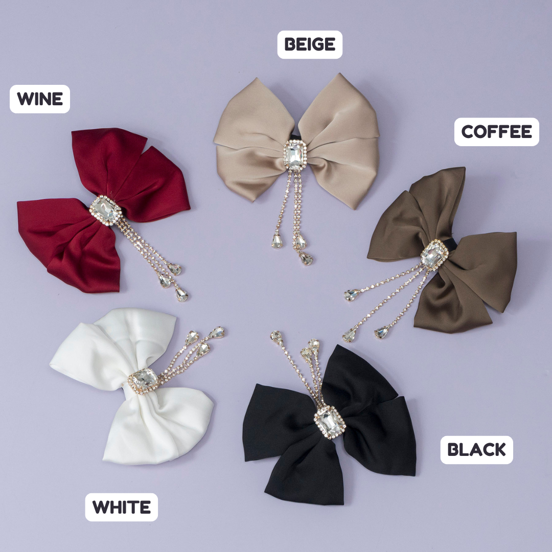 Royal Satin Crystal Drop Bow – UBK3340