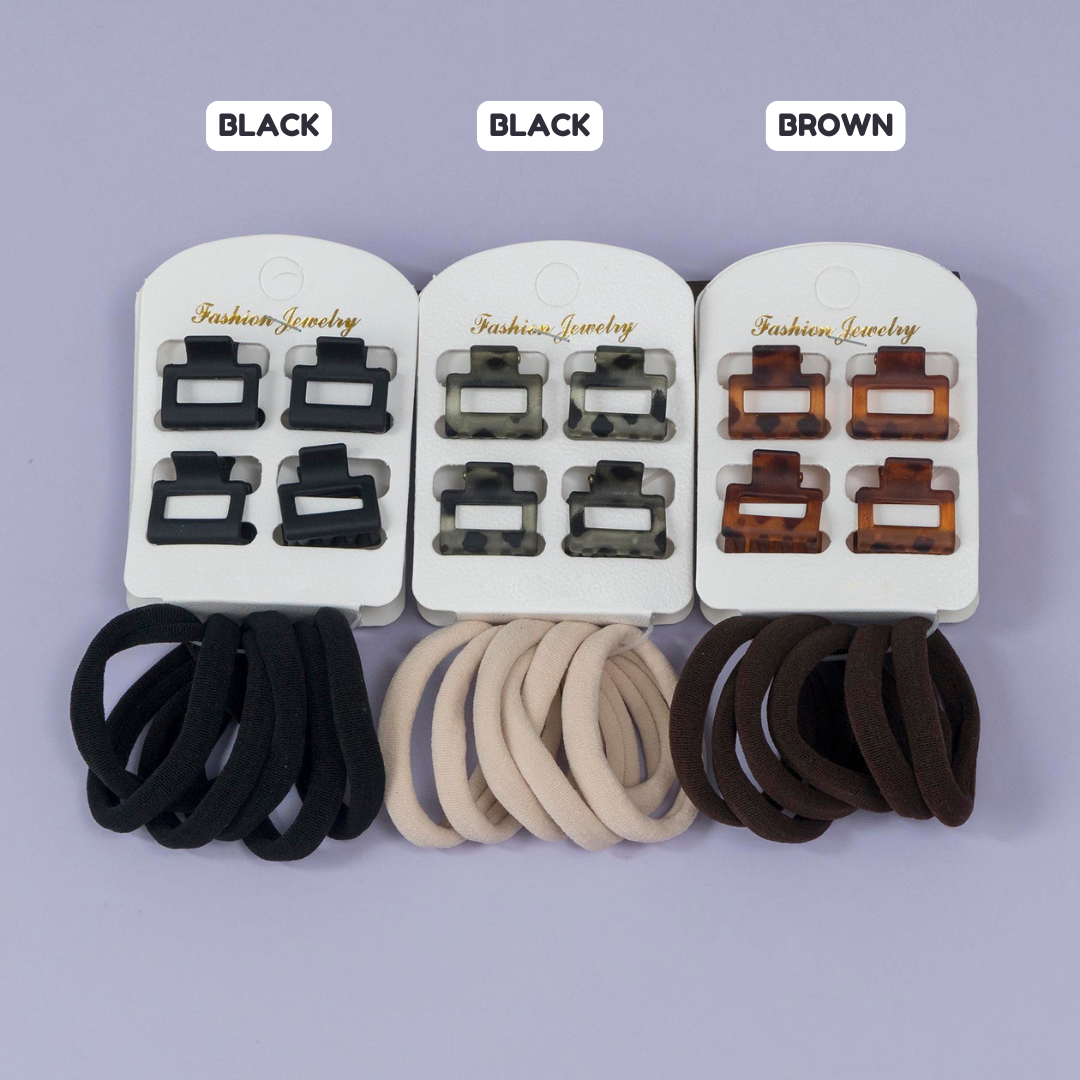 Mini Rectangle Claw & Hair Tie Set – UBK3319