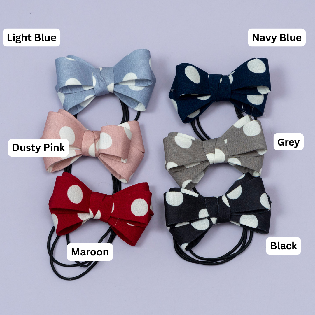 Polka Dot Fabric Bow Hair Tie – UBK3579