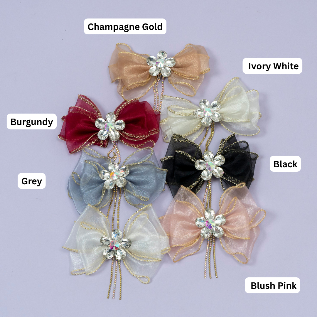 Organza Crystal Bow Hair Clip – UBK3605