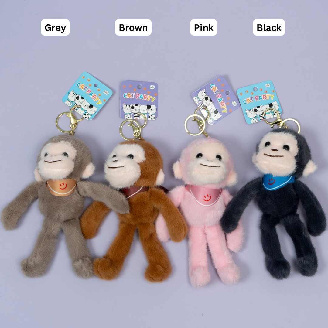 Plush Monkey Keychain with Metal Ring – UBK3625