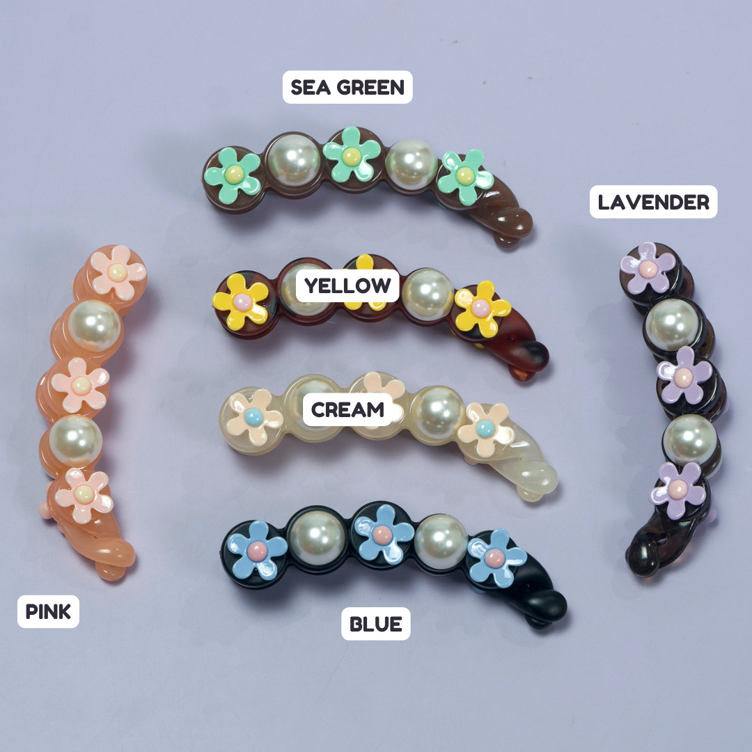 Pearl Flower Banana Clip  - UBK3054