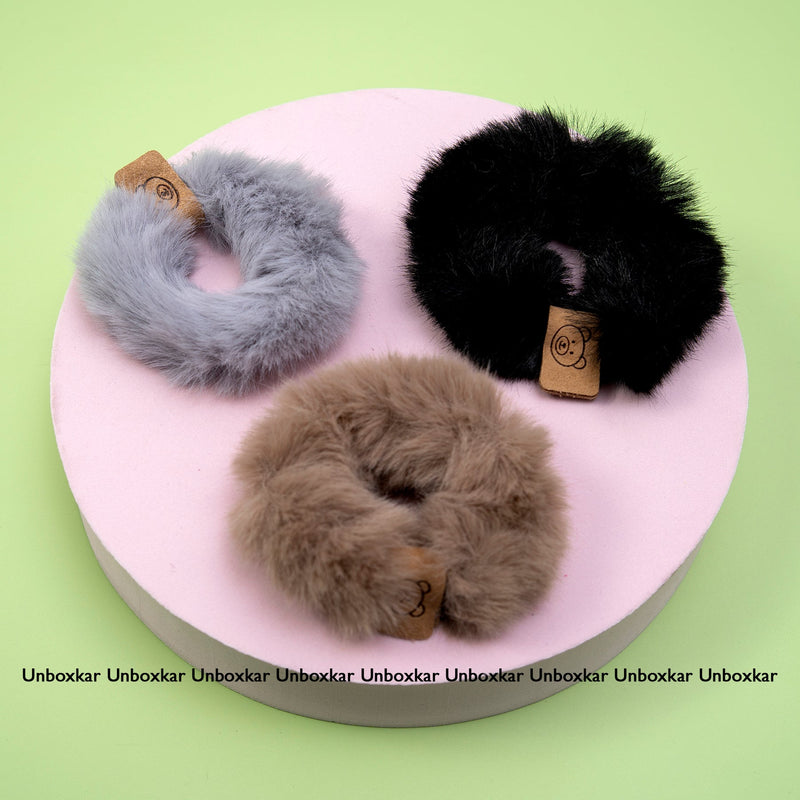 Fur hair scrunchies - UBK2087 - Unboxkar.in