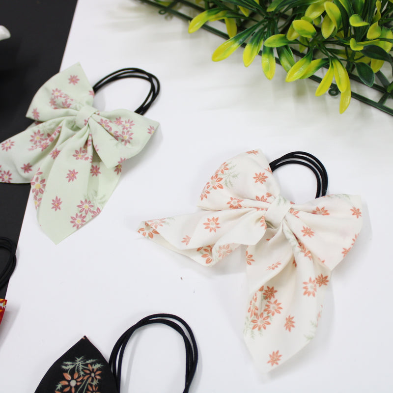 Printed Hair bow with Rubber Band - UBK1552