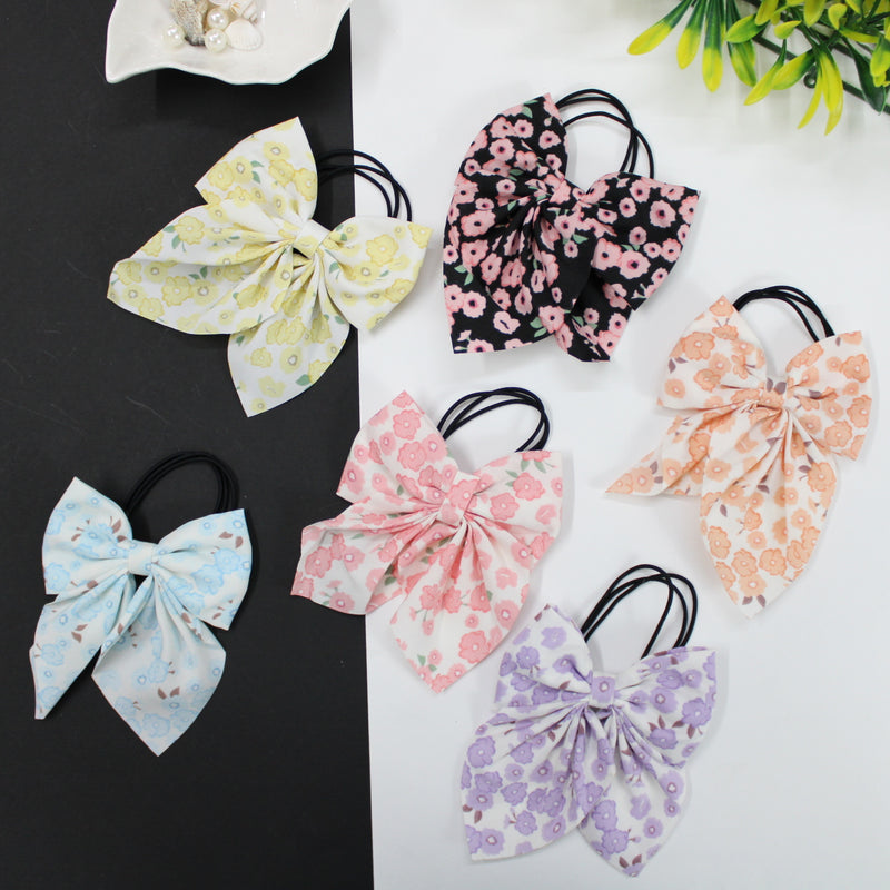 Printed Hair bow with Rubber Band - UBK1548