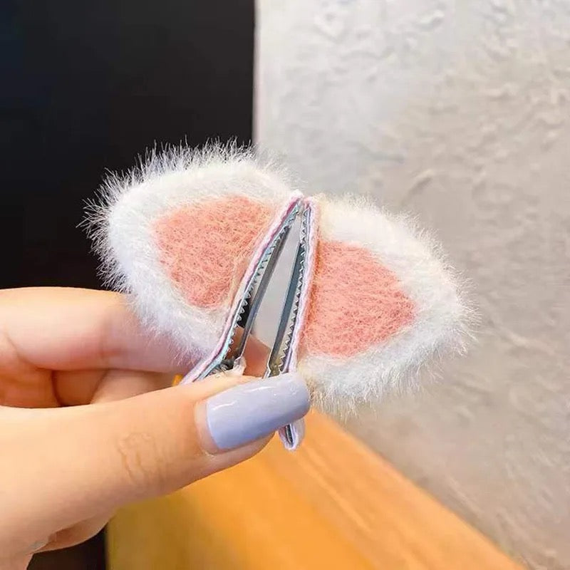 Cat Ears Fur Hair Pin - UBK1679