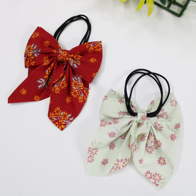 Printed Hair bow with Rubber Band - UBK1552