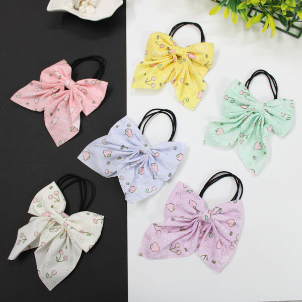 Printed Hair bow with Rubber Band - UBK1547