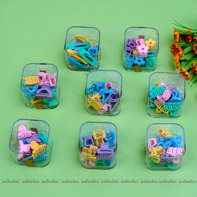 Matt Mini Hair Claw Box ( 10 Pcs ) - UBK1763 - Unboxkar.in