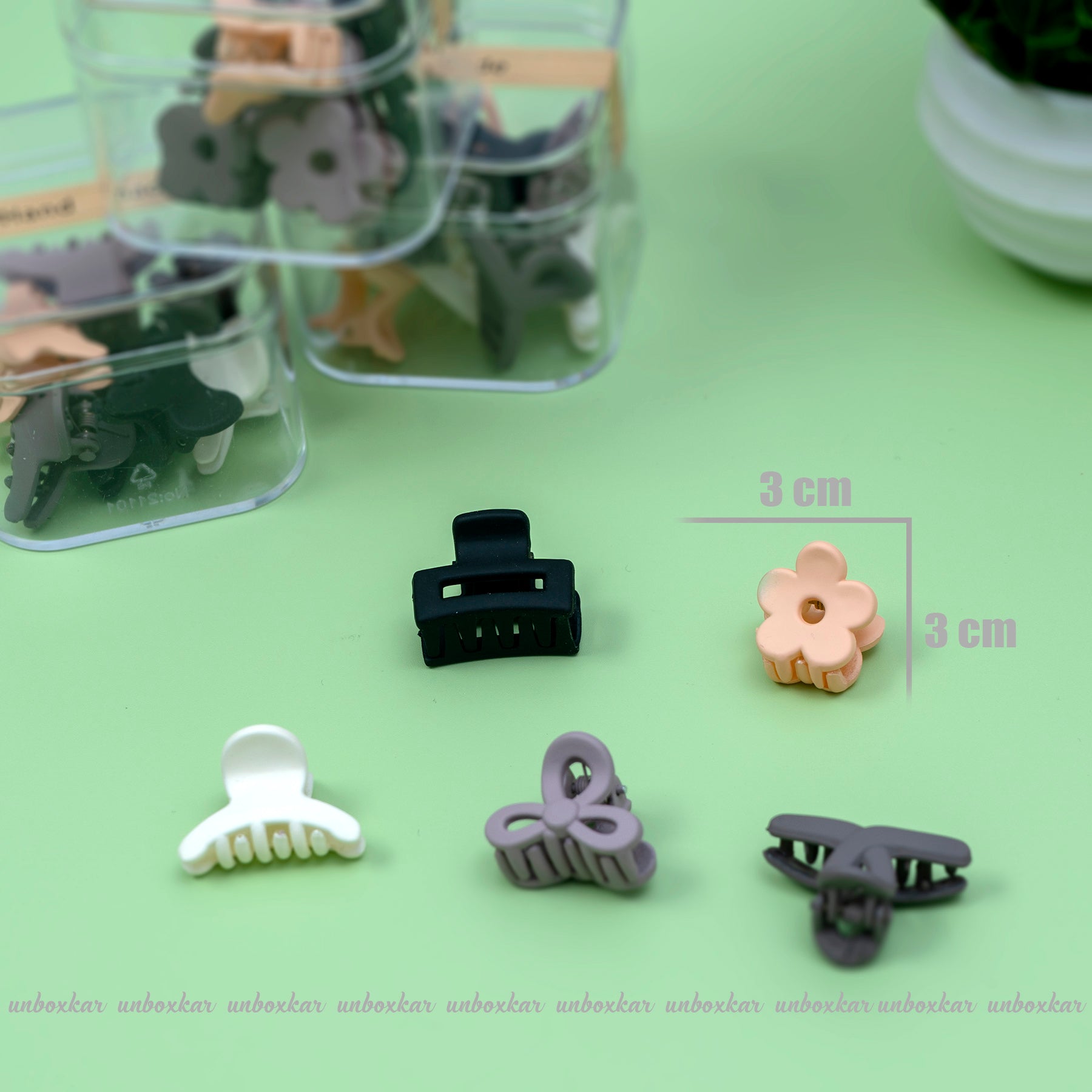 Matt Mini Hair Claw Box ( 10 Pcs ) - UBK1764 - Unboxkar.in