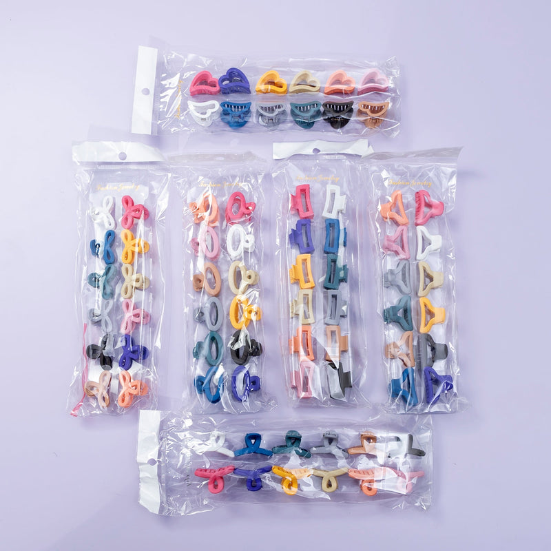 Matt mini hair claw set ( Pack of 12 ) - UBK2255 - Unboxkar.in